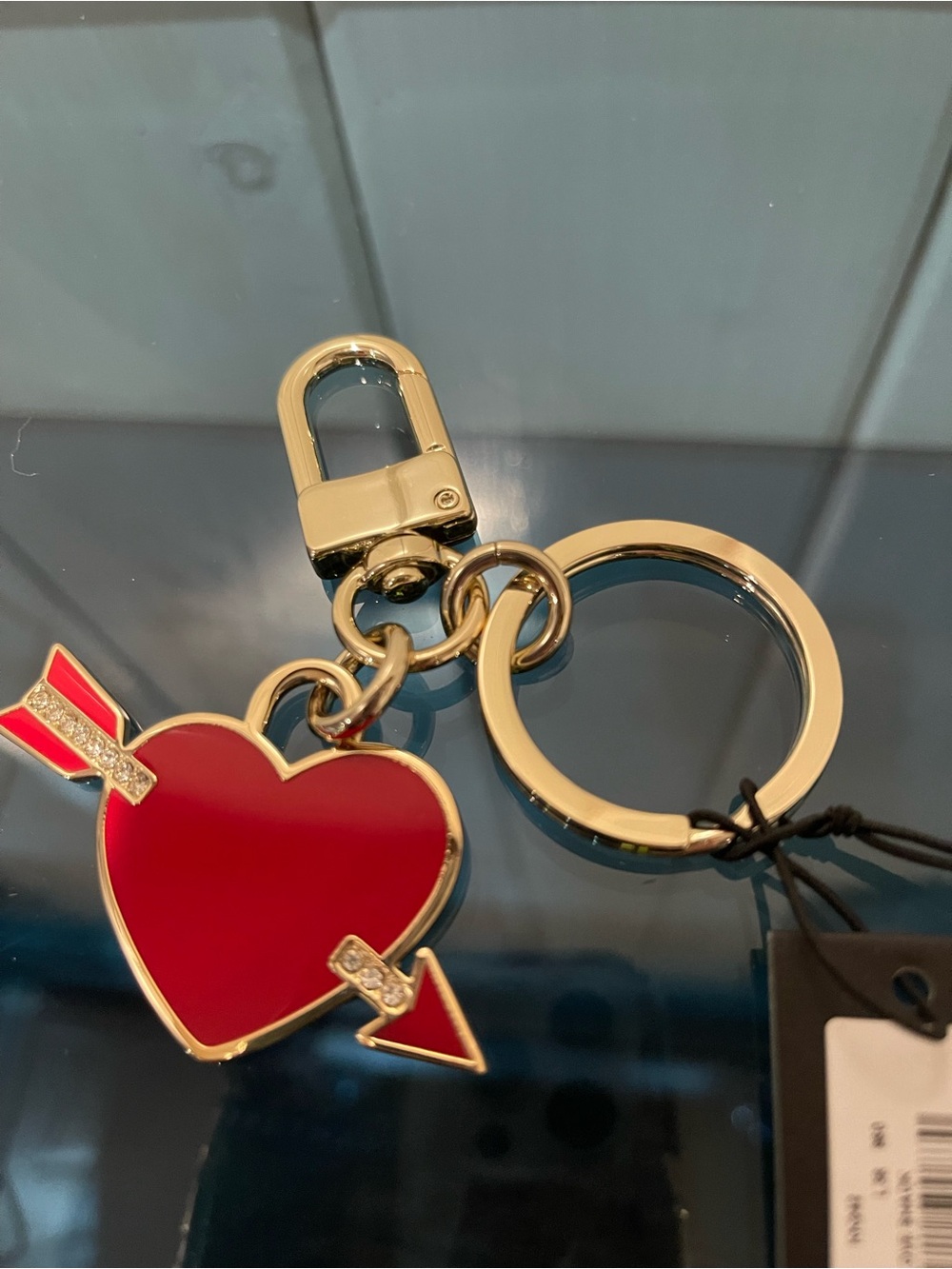 $129 Kate Spade ♠️ Love Shack Bag Charm Gold-Tone Red Heart Arrow Key Ring NWT